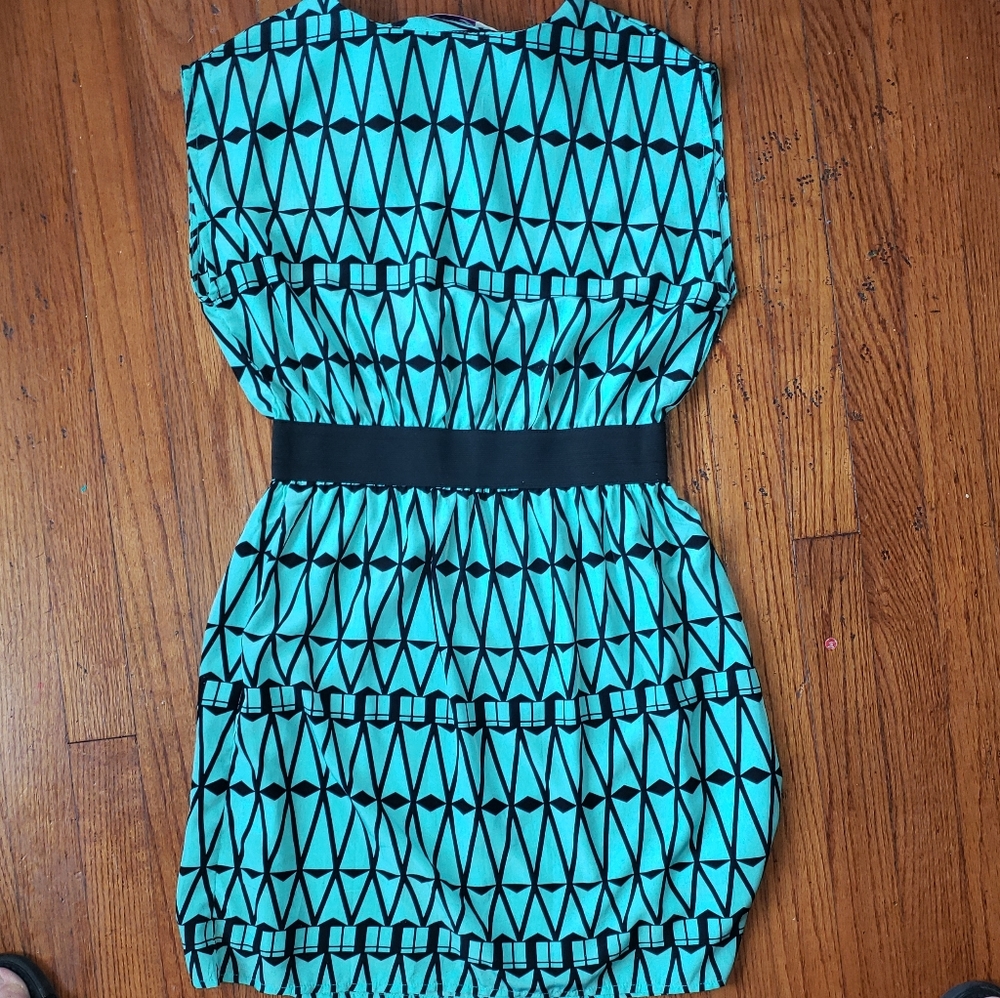 Emmelee Black and Turquoise Dress sz Med - Picture 7 of 7